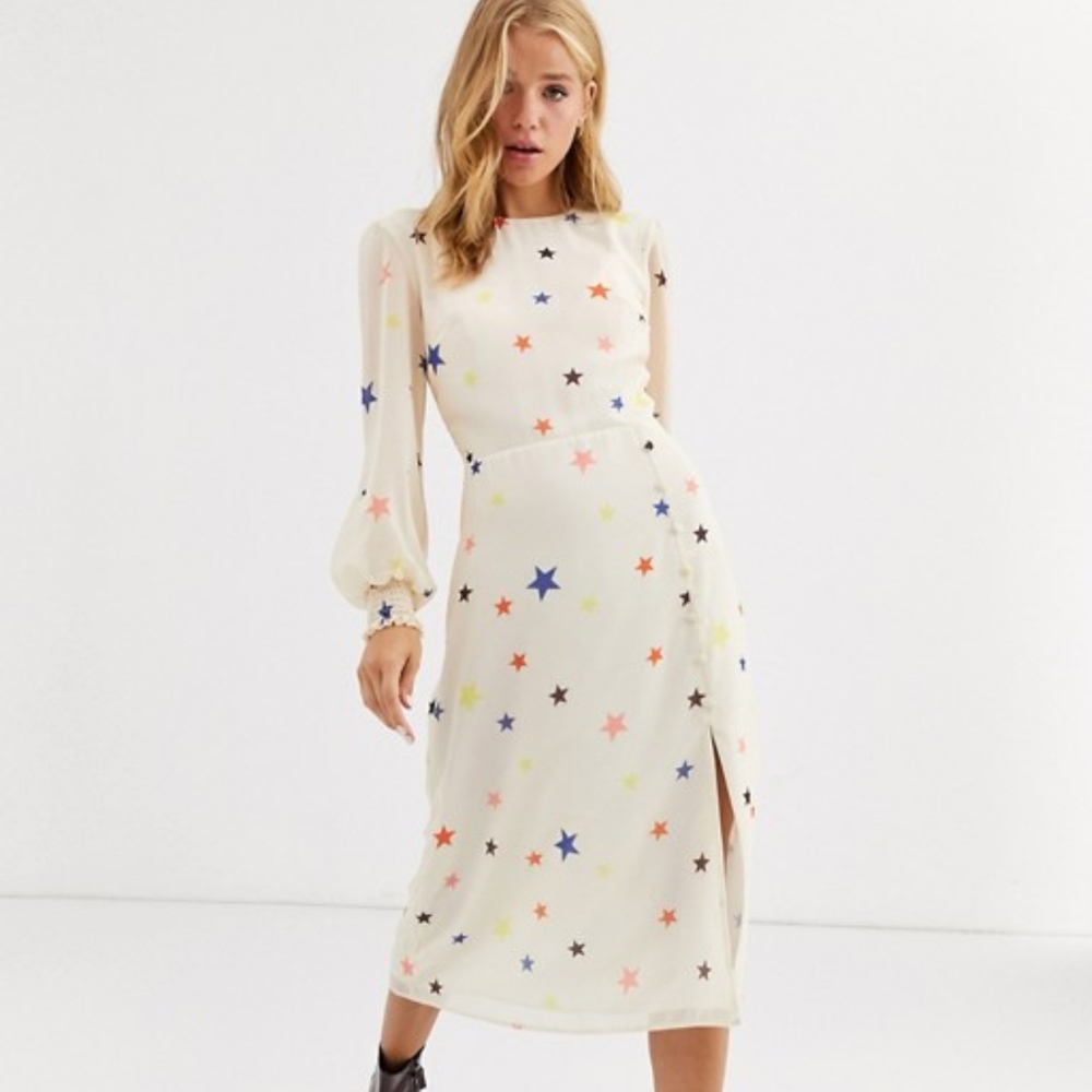 Nobody's Child cream star midi dress